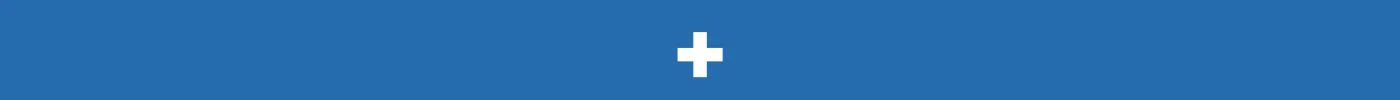 White plus sign on blue background