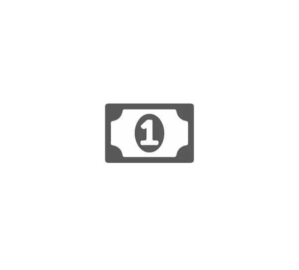 Grey icon of a dollar bill